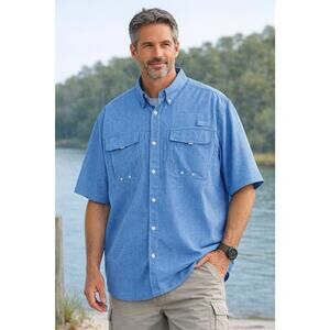 Habit Fishing Shirt Men’s 4X Gingham Check Short Sleeve Vented